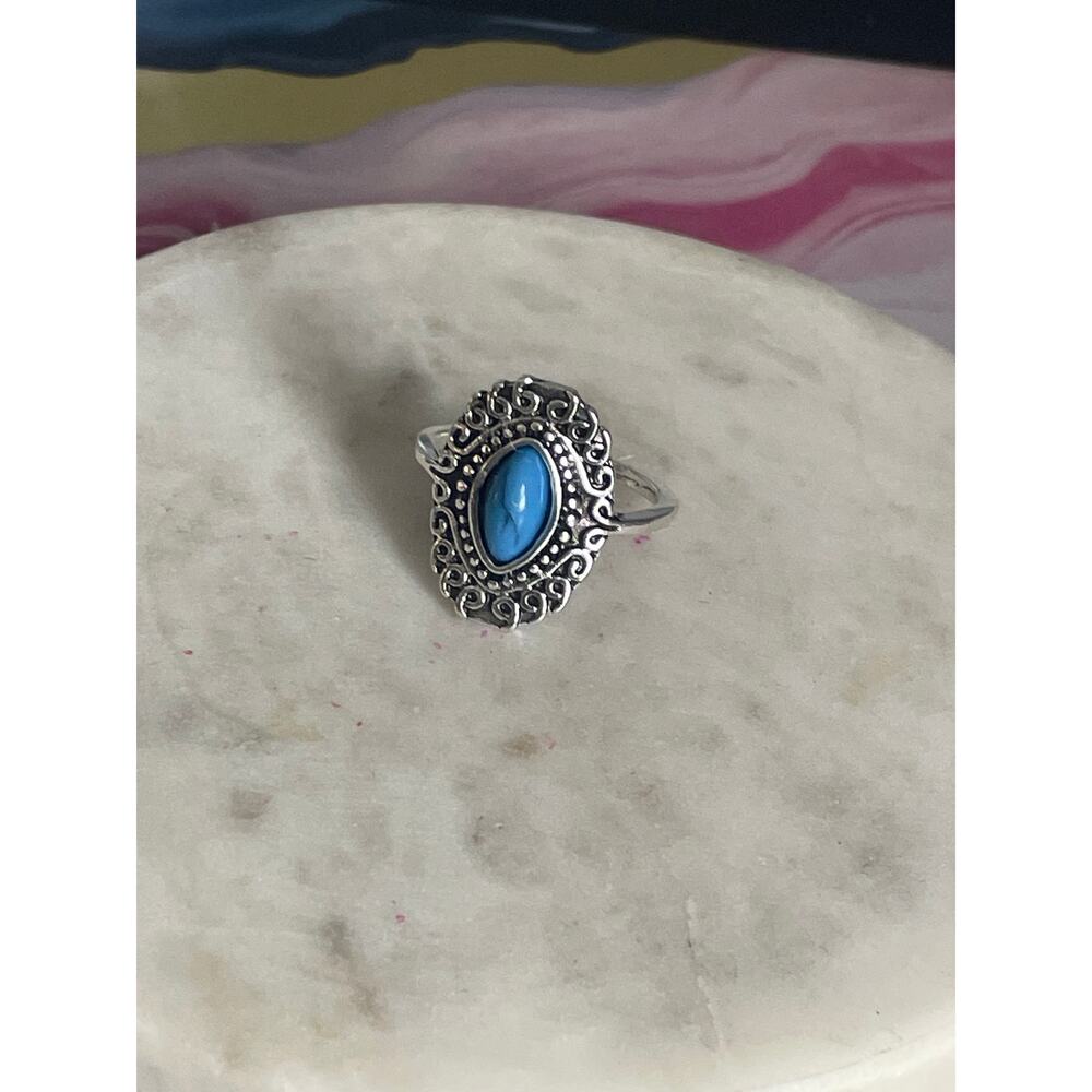 4.5 Silver Red synthetic gem Ring